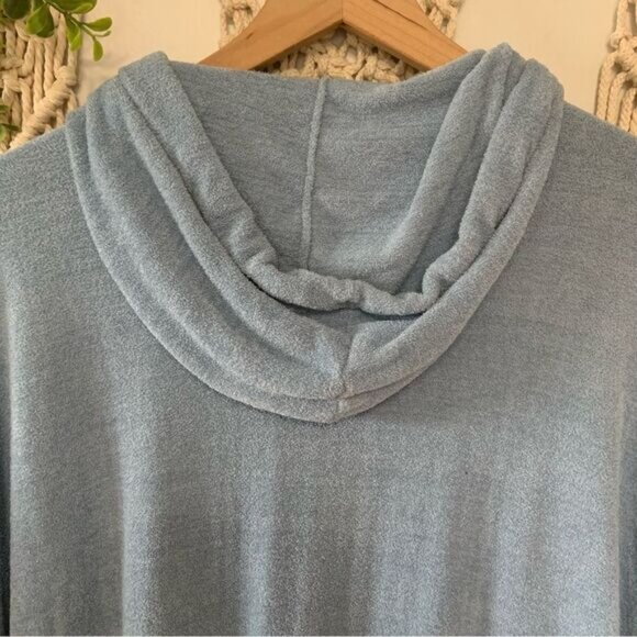 BAREFOOT DREAMS Cozy Chic Ultra Lite Full Zip Short Sleeve Hoodie Blue Size 1X - Picture 6 of 10